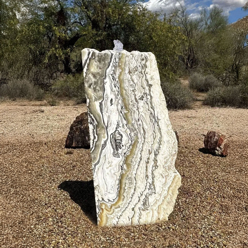 Zebra Onyx Rustic Rock Fountain With 2 Holes