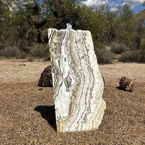 Zebra Onyx Rustic Rock Fountain With 2 Holes
