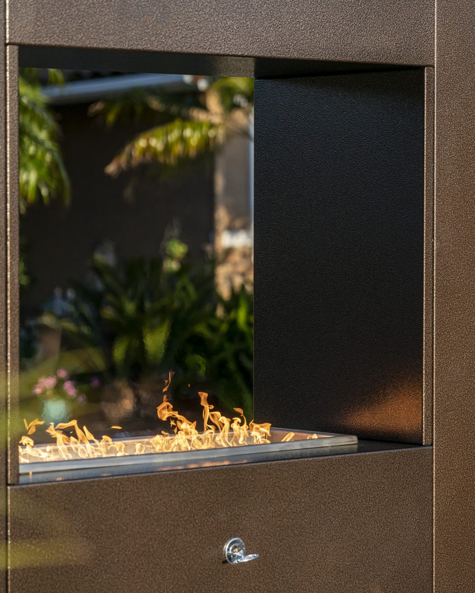 The Outdoor Plus Williams See-through Corten Steel Outdoor Gas Fireplace