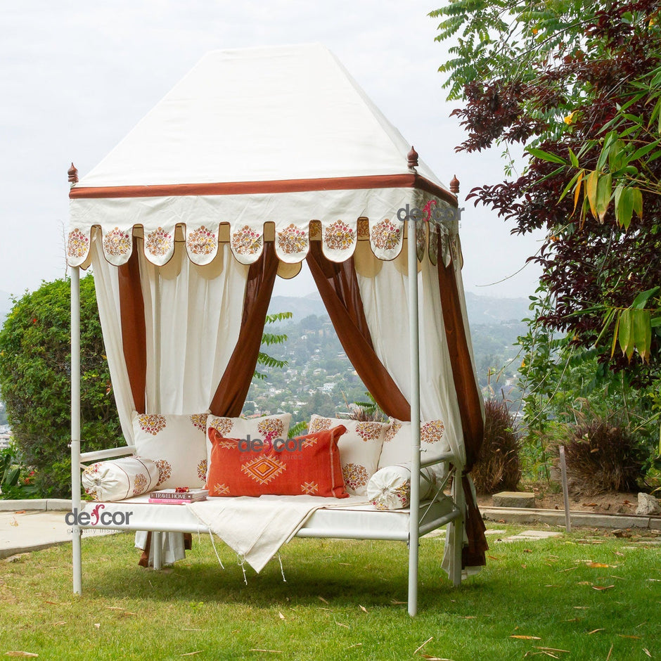 Royal Marigold Block Print Canopy Daybed