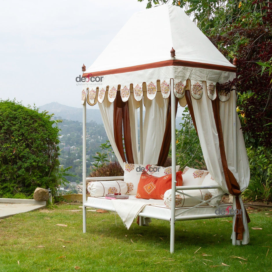 Royal Marigold Block Print Canopy Daybed