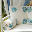 Coastal Blue & White Floral Block Print Garden Daybed