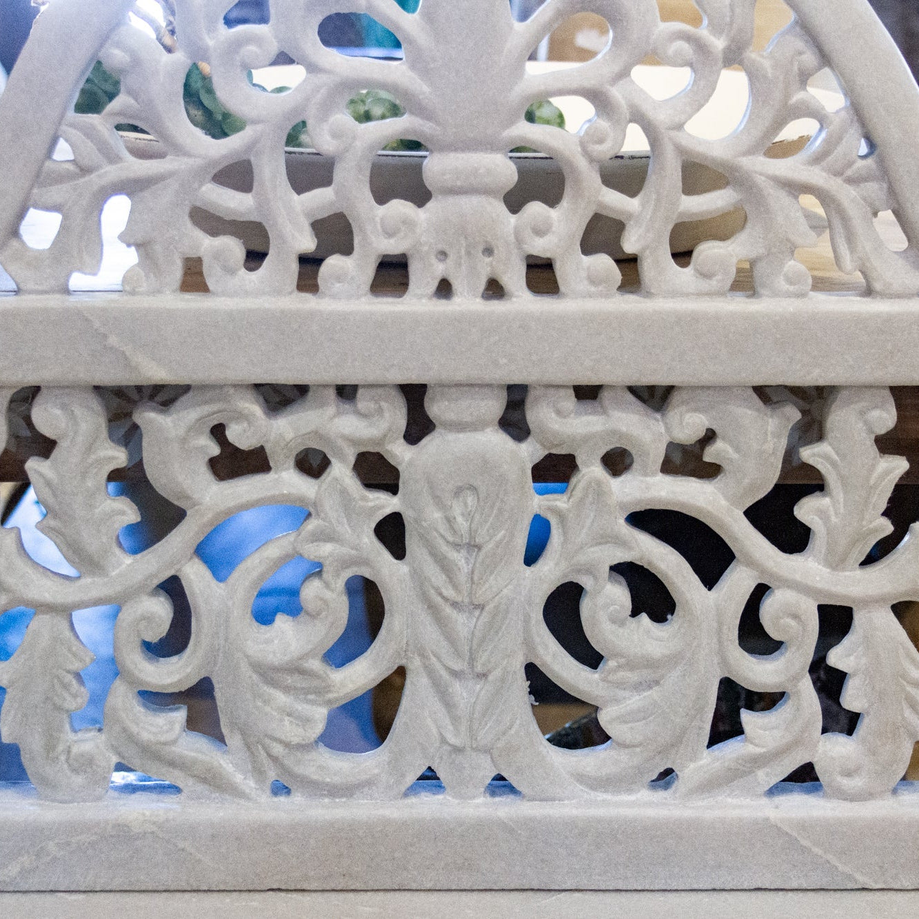 Royal Carved White Marble Garden Bench