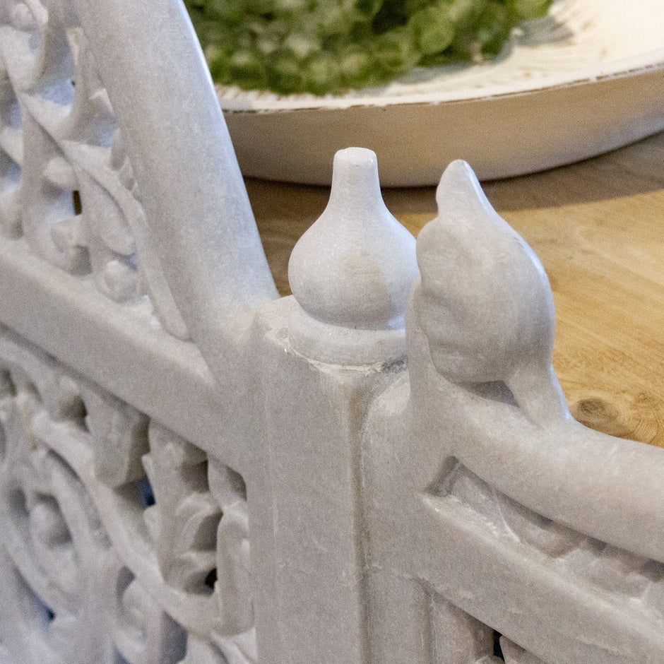 Royal Carved White Marble Garden Bench