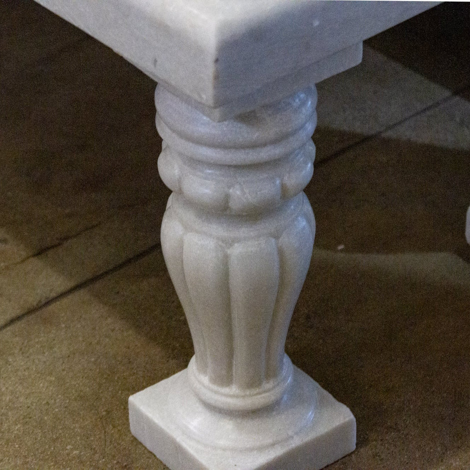 Royal Carved White Marble Garden Bench