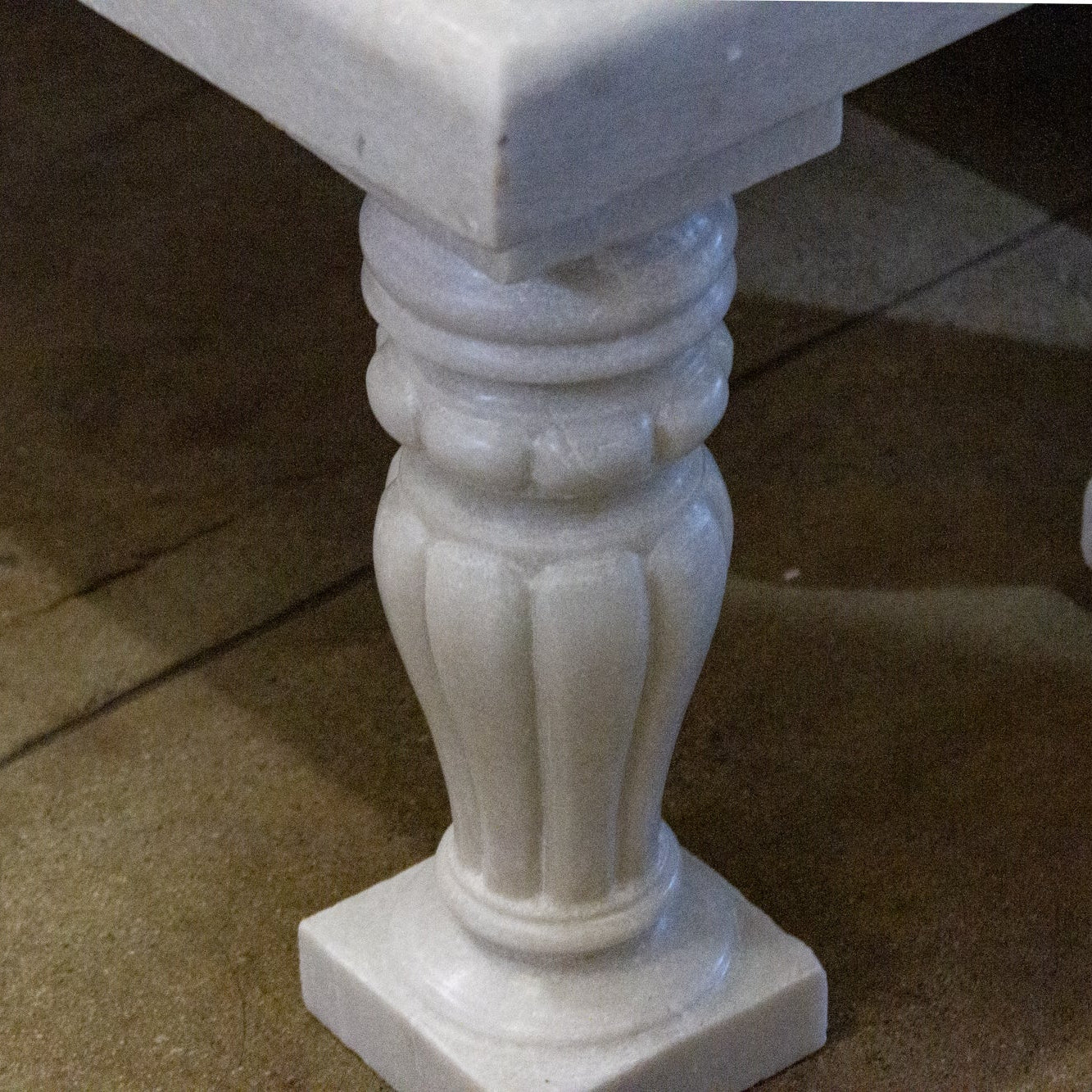 Royal Carved White Marble Garden Bench