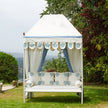 Coastal Blue & White Floral Block Print Garden Daybed