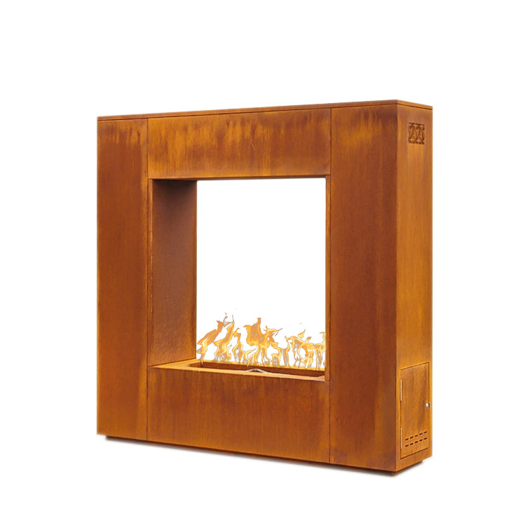 The Outdoor Plus Williams See-through Corten Steel Outdoor Gas Fireplace